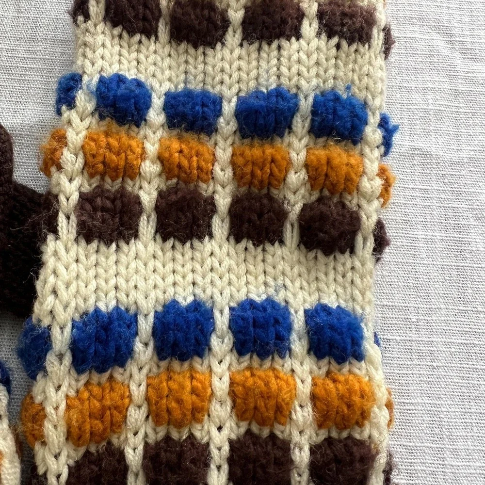Vintage‎ Avon Knit Mittens Colorblock Winter Gloves Womens Teens